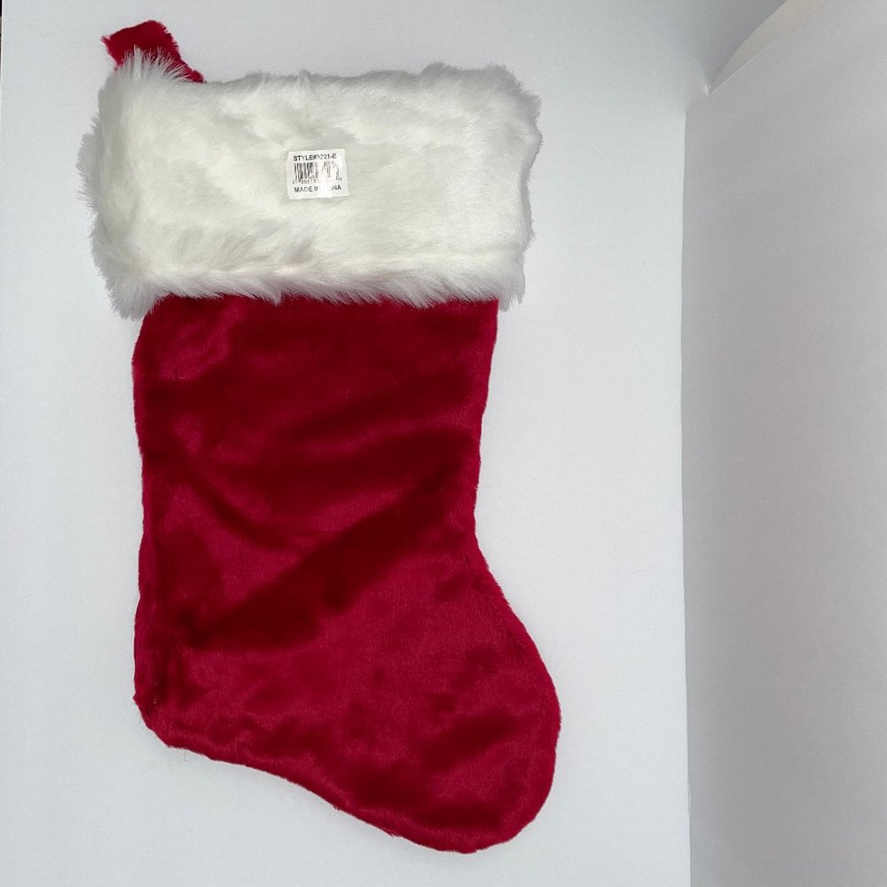 HALCO CHRISTMAS BURGUNDY PLUSH 21" STOCKING DECORATION COSTUME NEW